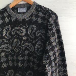 Vintage Le Tigre - Black bright multicolor paisley crewneck sweater, M